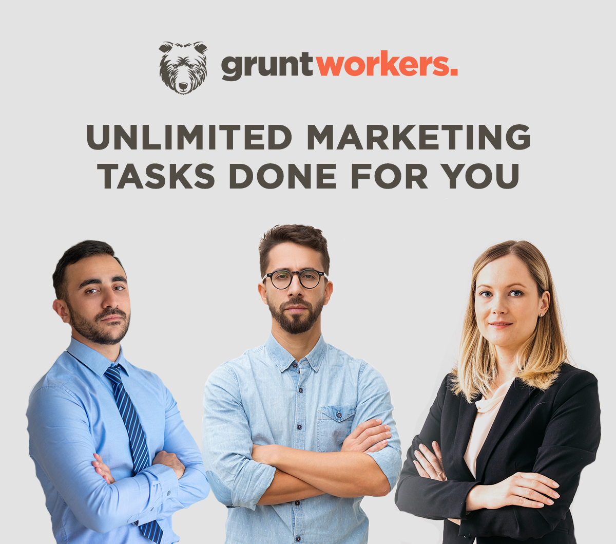 unlimited marketing tasks done for you text in image grunt workers