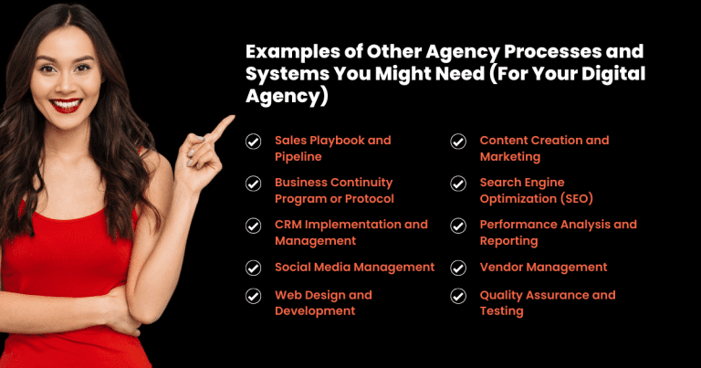 Examples of other agency processes and systems you might need for your digital agency quote inside image