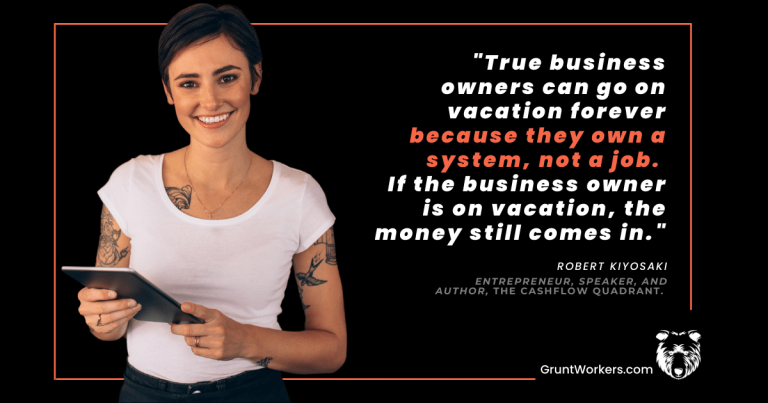 true business owners can go on vacation forever because they own a system, not a job. If the business owner is on vacation, the money still comes in quote inside image