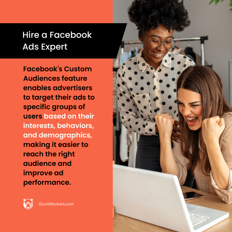 "Facebook's Custom Audience feature enables advertisers to target their ads to specific groups of users based on their interests, behaviors, and demographics, making it easier to reach the right audience and improve ad performance", text in image