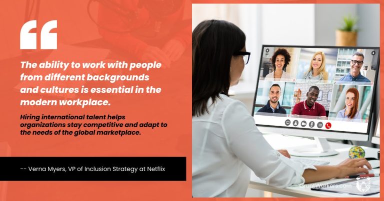 The ability to work with people from different backgrounds and cultures is essential in the modern workplace quote inside image