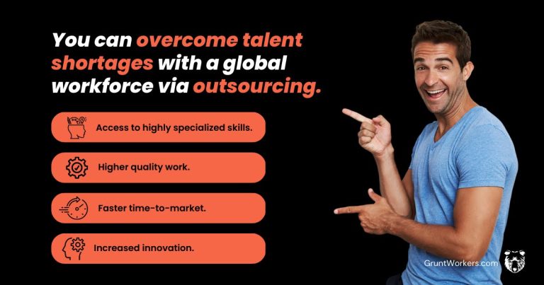 overcome talent shortages with a global workforce via outsourcing quote inside image