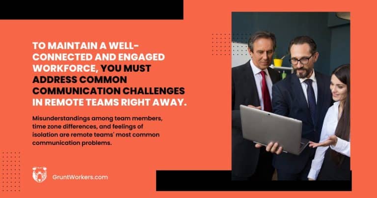 To maintain a well-connected and engaged workforce, you must Address common communication challenges in remote teams right away quote inside image